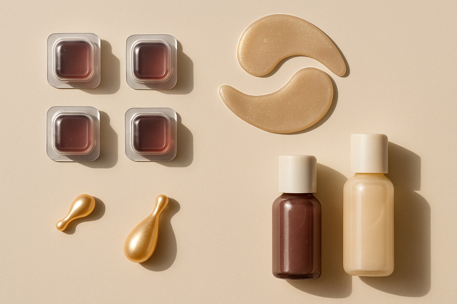 Small-dose product range: mouthwash pods, eye masks, serum capsules, travel minis